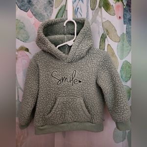 SHEIN baby girls warm hooded shearpa sweat shirt green sz 18 - 24 mo Smile logo